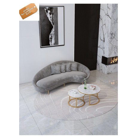 B2B  sofa en arc flanelle  pieds metallique 3 places  gris 180 CM