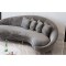 B2B  sofa en arc flanelle  pieds metallique 3 places  gris 180 CM