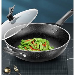Poêle wok antiadhésive avec couvercle et poignée  36 CM