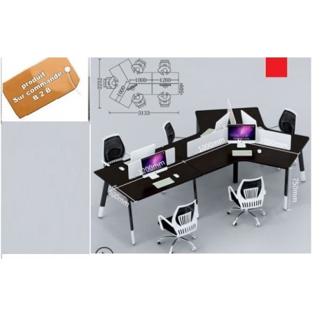 B2B Bureau call center 6PERS lineaire sans rangement gris