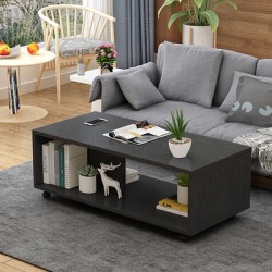 table basse salon melamine design epure  noir 80cm 