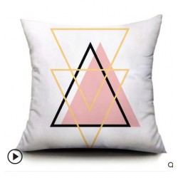housse coussin  motif  triangulaire  3 couleurs 40cm X 40 cm