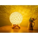 E08.21.  Lampe   veilleuse LED 3D lune  en corde ficelle 15cm  jaune poussin