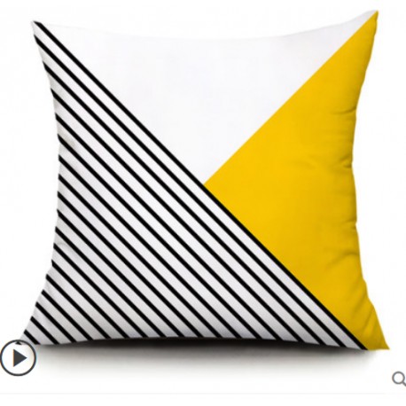 coussin   motif  geometrique  jaune noir et blanc  40cm X 40 cm