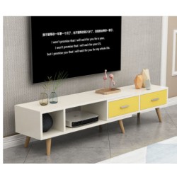 Table tv scandinave haute étirable  blanc et jaune