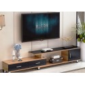 E02.22 meuble tv étirable 1 porte 2 tiroirs neutre et noir vitree noir