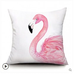 housse coussin motif  flamant rose  droite 40cm X 40 cm