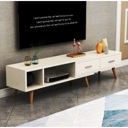 Table tv scandinave haut étirable blanc
