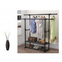 Sechoir-etendoir a linge double avec 2 etagere chaussure Noir 150 cm x 155CM