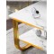 Table basse  2 niveaux  effet marbe  pieds  metallique en U  jaune laiton