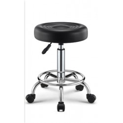 M09.22 Tabouret a roulette rond capitonne noir