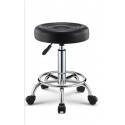 M09.22 Tabouret a roulette rond capitonne noir