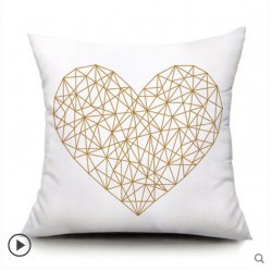 housse coussin  motif coeur geometrique  fond blanc  40cm X 40 cm