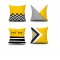 coussin  motif   triangle coté  fonds   jaune  40cm X 40 cm