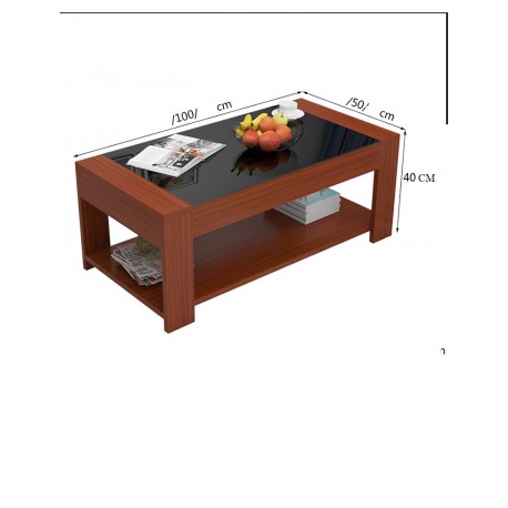 table basse rectangulaire  design  vitre noir