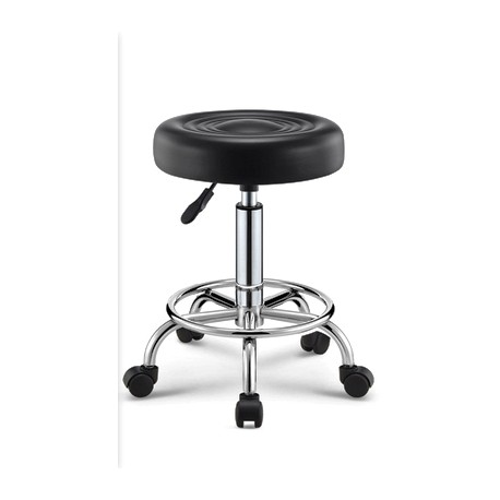 Tabouret a roulette rond capitonne noir