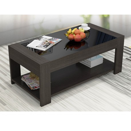 table basse rectangulaire  design  vitre noir