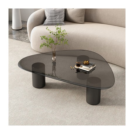 Table basse  design goutte d'eau vitre marron