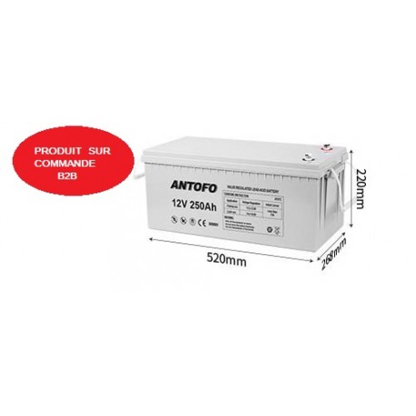 Batterie de stockage d’énergie 12V 250AH, gel sans entretien