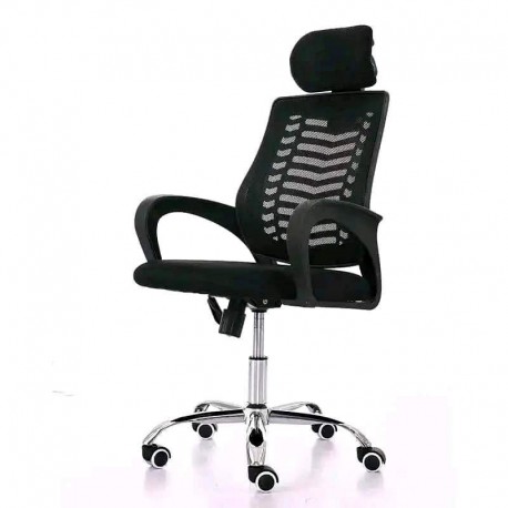 Chaise  direction  ergonomique  avec repos tête et roulettes   noir