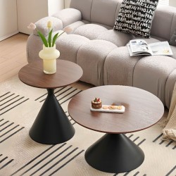 ensemble 2 table ronde pieds conique noir
