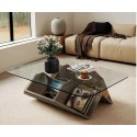 E06.26 Table basse vitré " LUMINA" avec  range  magazine 1 M
