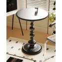 E06.26Table d' appointe  rond  style vintage   BLANC /NOIR