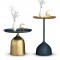 Ensemble table basse ronde pied calice  gold