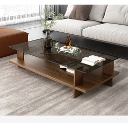 Table basse design moderne vitré marron 1M