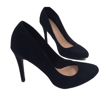 escarpin effet daim rond LAUREN CONRAD noir/bleu8cm