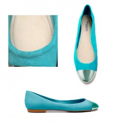 ballerine bleu turquoise bout metalle ZARA