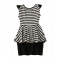 robe mc peplum raye 2 tons noir et gris LABASIQUE