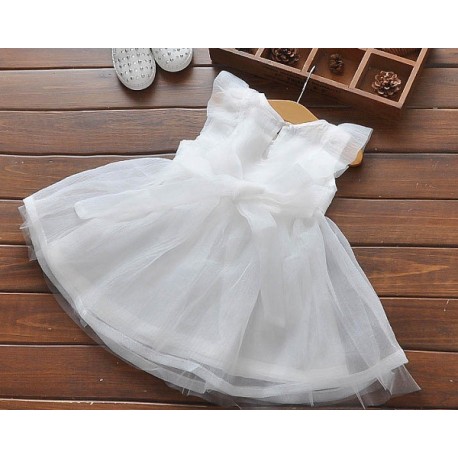 robe princesse mousseline voile blanc  unie