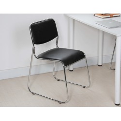Chaise de bureau sans accoudoir simili cuir noir