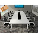 B2B table de conference blanc bande noir 2,4M