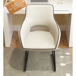 B2B fauteuil de bureau vintage blanc pieds métallique noir (marron)