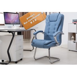 B2B fauteuil de bureau en tissu bleu clair pieds en acier