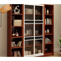 B2B meuble de bureau porte coulissante en verre etagere laterales modulable A+C+A marron