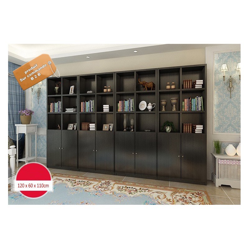B2B meuble bibliotheque de bureau noir modulable (marron, effet  neutre,blanc) 