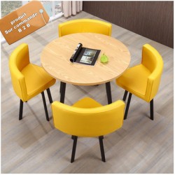 B2B table carrée melamine Nordic avec 4 chaise en tissu orange