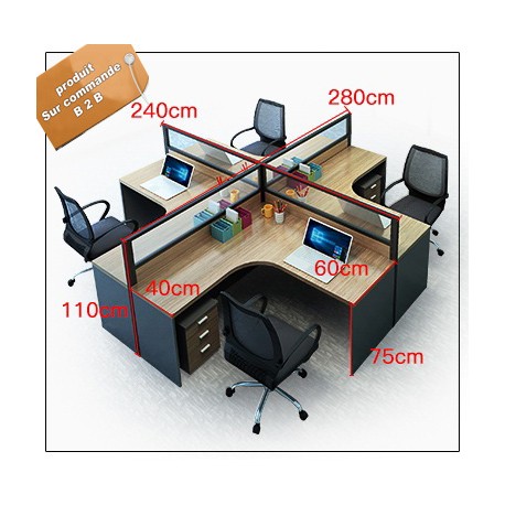 B2B table de bureau individuelle melamine sombre