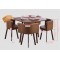 B2B table carrée melamine Nordic avec 4 chaise en tissu orange