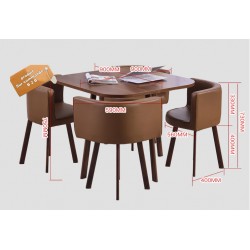 B2B table carrée melamine  Nordic avec 4 chaise capitonne  marron