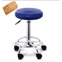 B2B tabouret a roulette rond  capitonné bleu coiffure