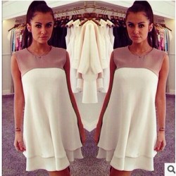 robe 2tons sm blanc et nude EBAY