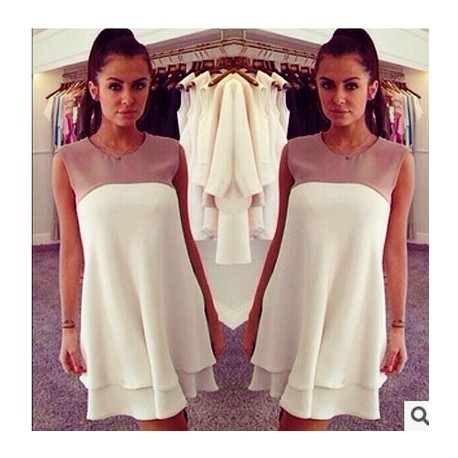 robe 2tons sm blanc et nude EBAY