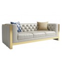 canape de salon moderne luxe avec accoudoirs metallique dore 3places