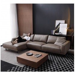 canape d'angle droite nordique minimaliste luxe veritable cuir 3places (2+angle)3,31M