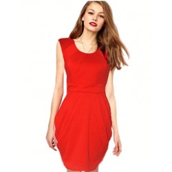 robe rouge ceintree manche courte ONLY