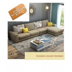 Canape Fantaisie 3+Angle Large Beige et Motif